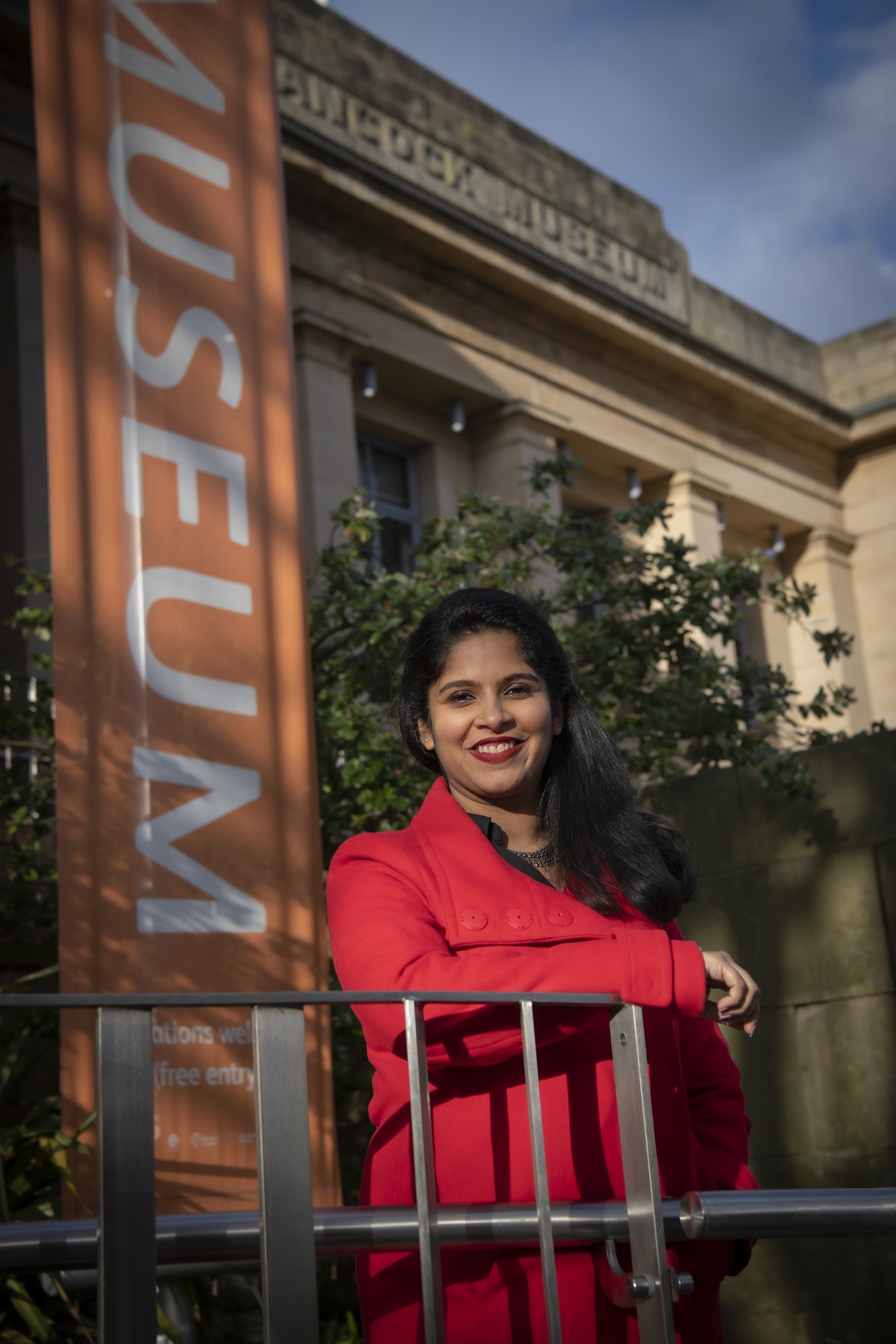 Malavika Anderson outside the Great North Museum: Hancock